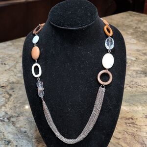 Cookie Lee Natural Tones Necklace with Silver Chain